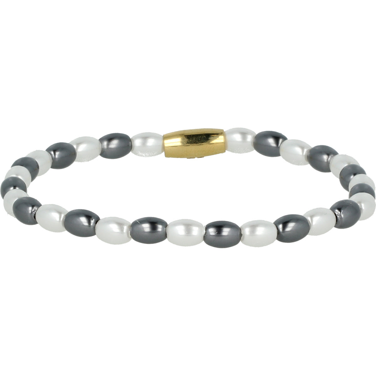 Gouden Armband met Zwarte/Witte Parels - Luxe Sieraden
