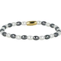 Gouden Armband met Zwarte/Witte Parels - Luxe Sieraden