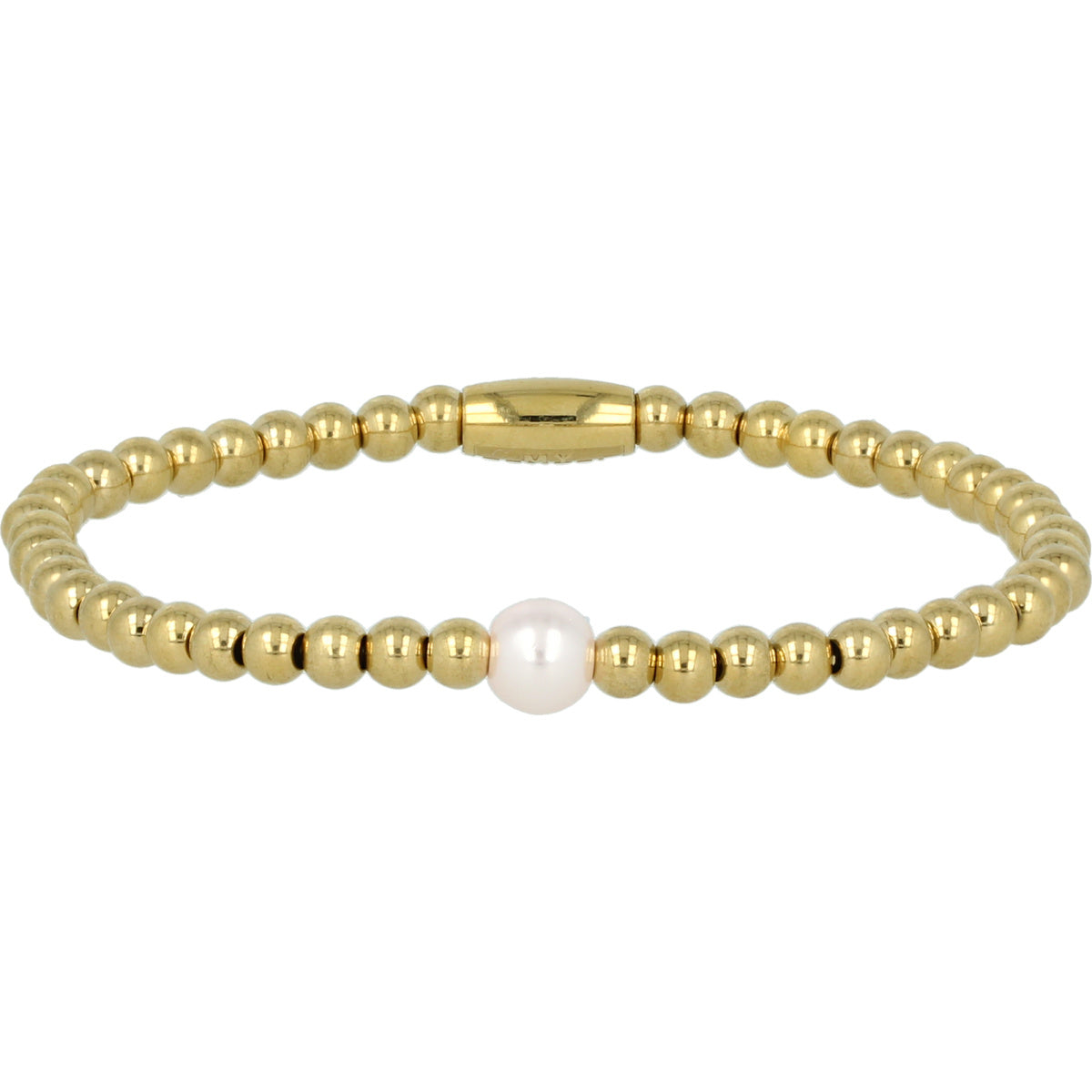 Gouden Kralenarmband met Roze Parel - Energie & Geluk
