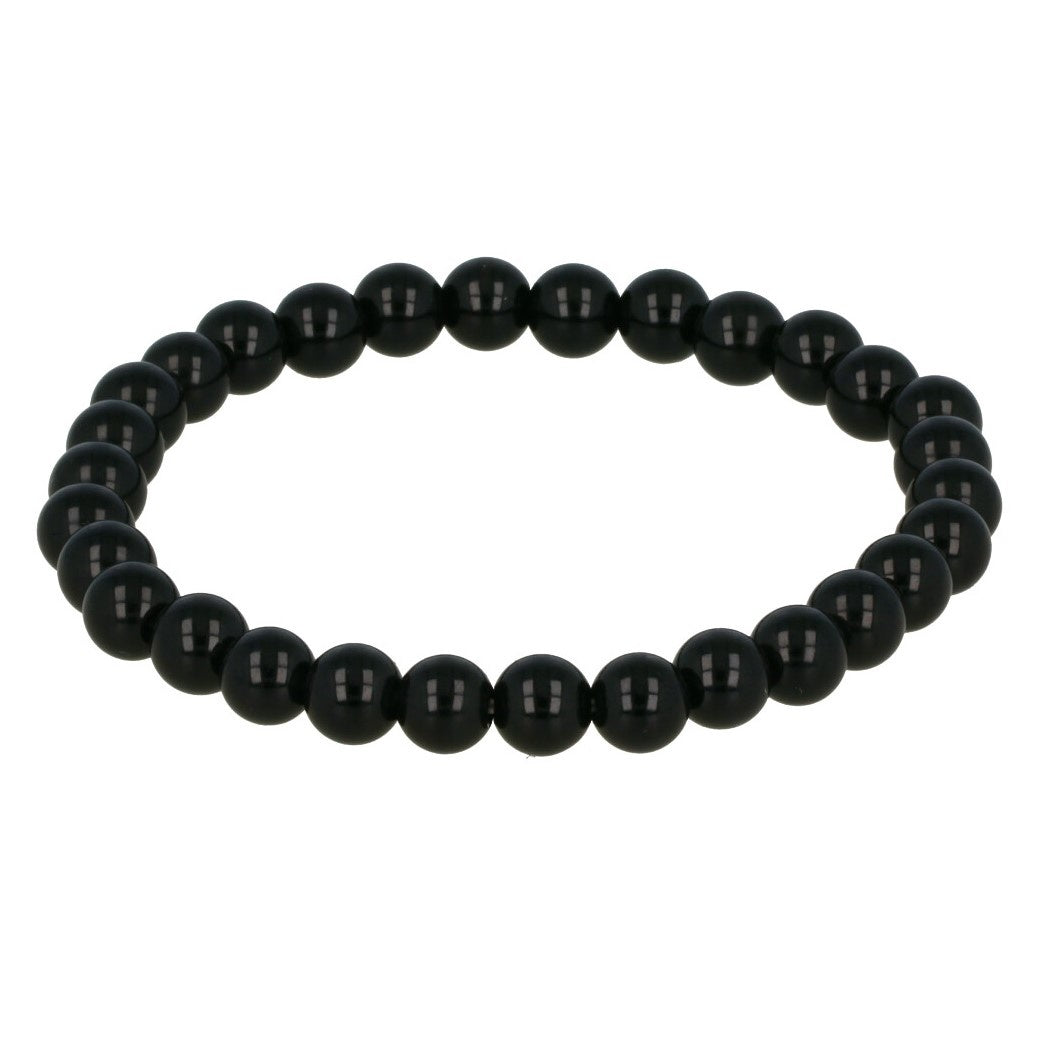 Elastische Black Agate Armband 6mm Edelstenen