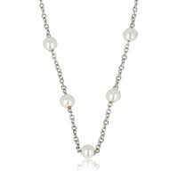 Silver Link Chain with White Pearls - Fine Design