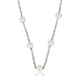 Silver Link Chain with White Pearls - Fine Design
