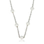 Silver Link Chain with White Pearls - Fine Design