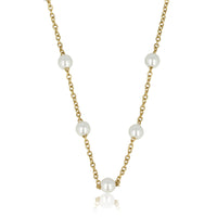 Gouden Schakelketting met Witte Parels - Fijn Design