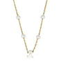 Gold Link Chain with White Pearls - Fine Design