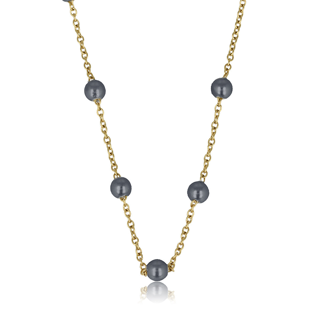 Goldene Gliederkette mit schwarzen Perlen - Feines Design