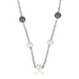 Silver Link Chain with Black and White Pearls