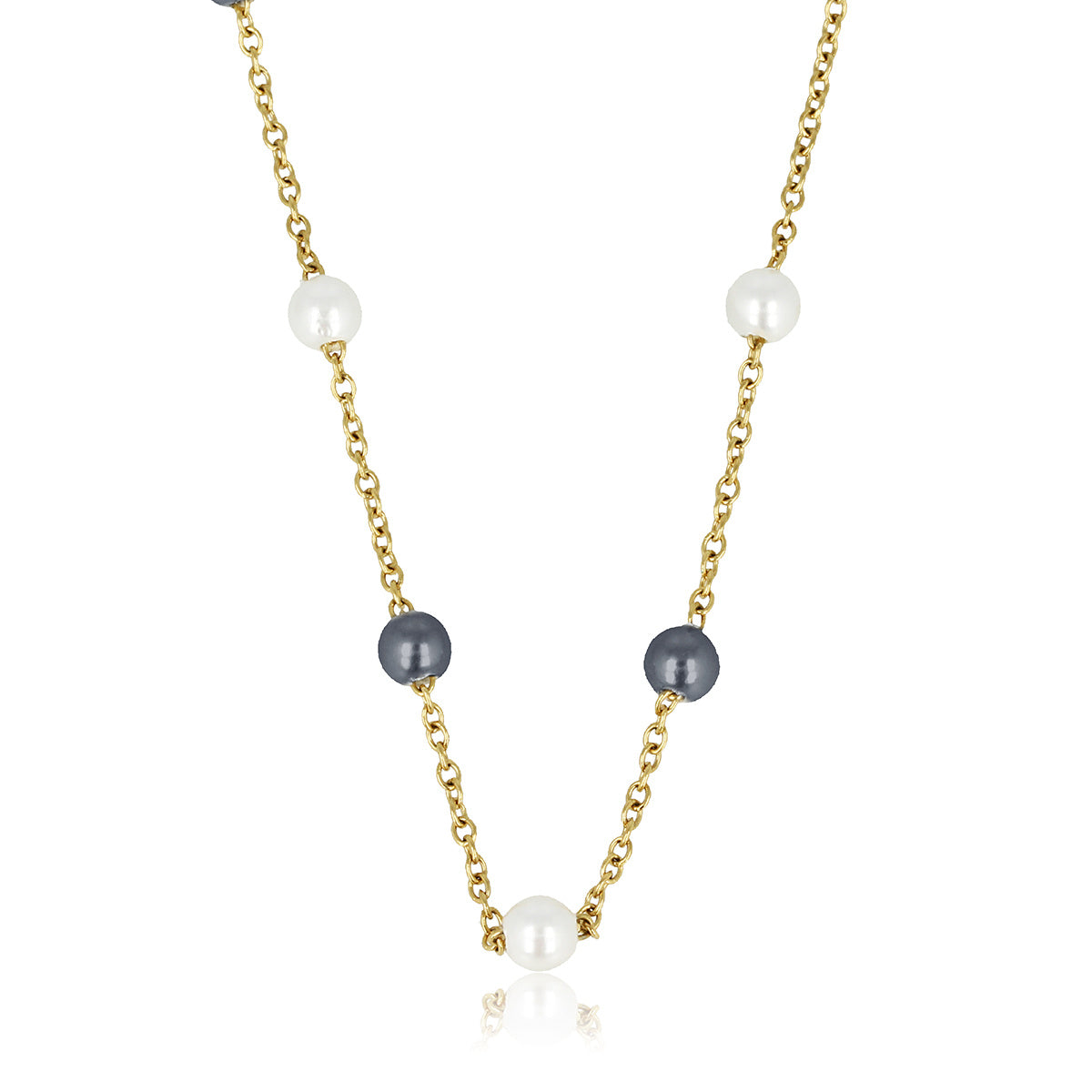 Goldene Gliederkette mit schwarzen & weißen Perlen