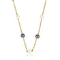 Gold Link Chain with Black & White Pearls