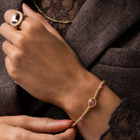 Vintage Gouden Armband met Berry Quartz kralen - My Bendel