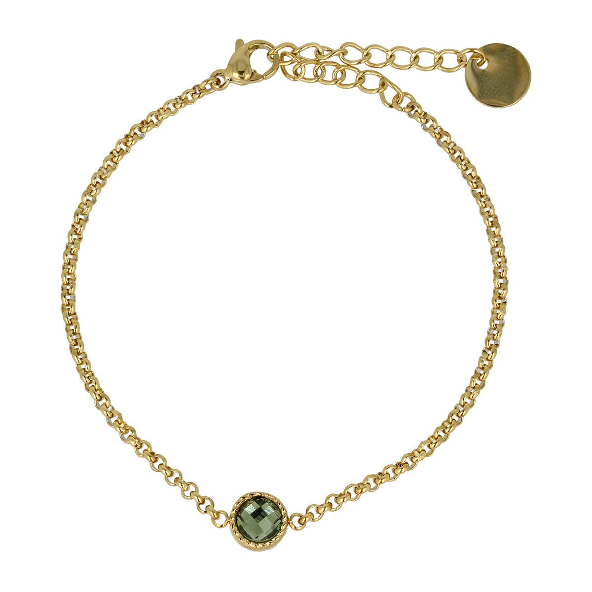 Vintage Gouden Bedelarmband met Groene Glassteen - My Bendel