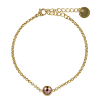 Vintage Gouden Bedelarmband met Roze Glassteen