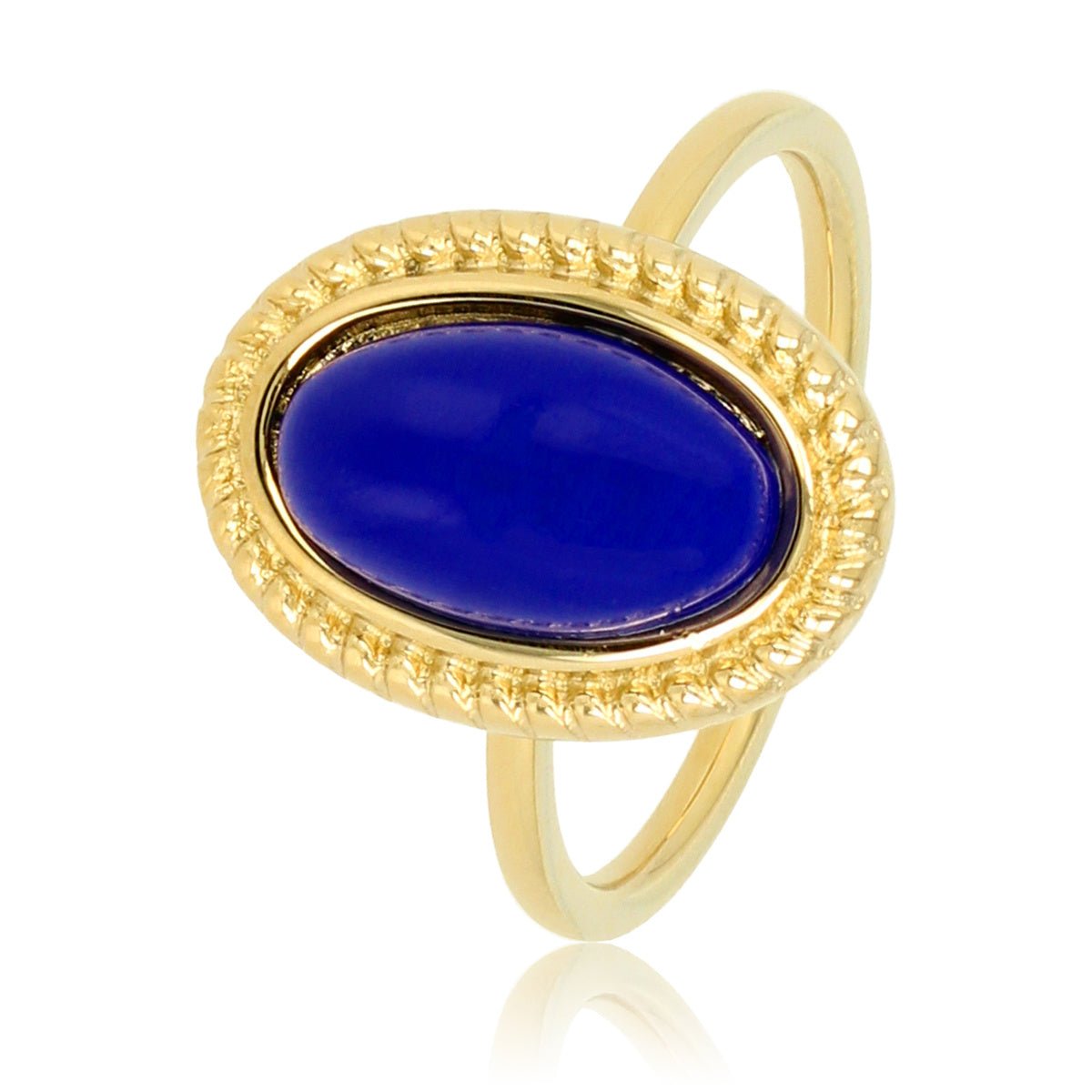 Vintage ring goud - blauwe steen - Stainless steel - PVD plating - My Bendel