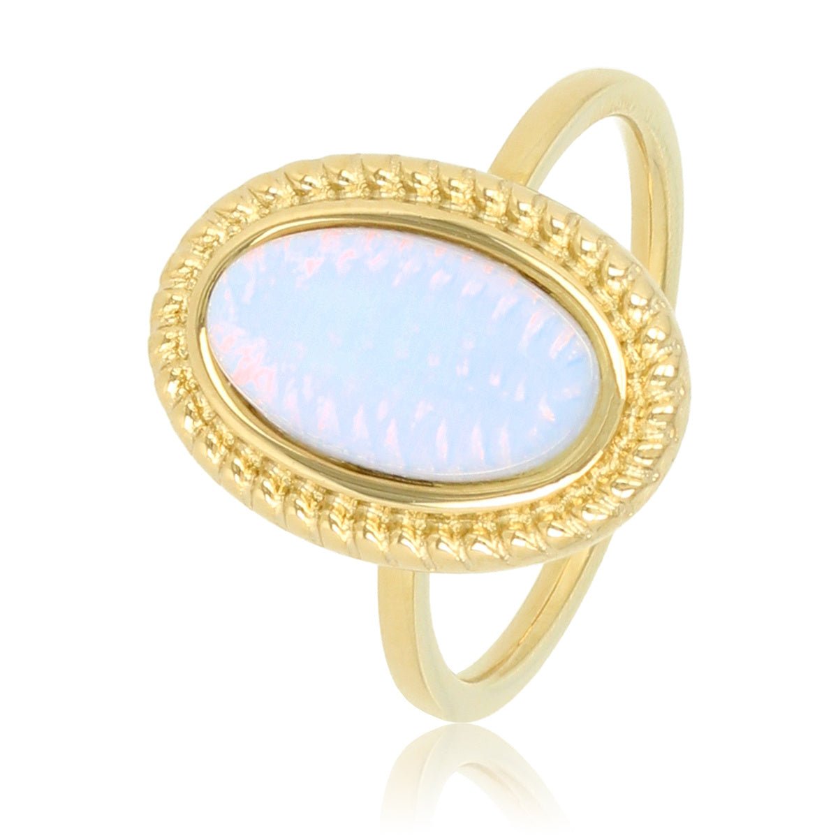 Vintage ring goud - Stainless steel - White Quartz steen - My Bendel