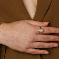 Vintage ring goud - Stainless steel - White Quartz steen - My Bendel