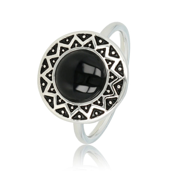 Vintage zilveren ring - Onyx steen - Hypoallergeen sieraad - My Bendel