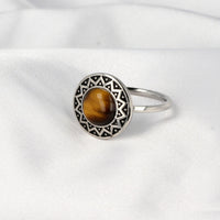 Vintage zilveren ring - Tiger Eye edelsteen - lichtreflectie - My Bendel
