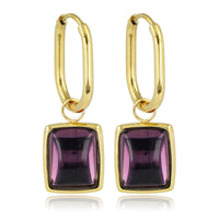 Violet Glassteen - Ovale Gouden Oorringen