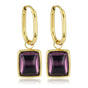 Violet Glassteen - Ovale Gouden Oorringen - My Bendel