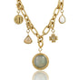 Ketting met edelstenen bedels en geluksbedels