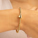 Golden Beaded Bracelet with Heart and Precious Stone - Green Fluorite