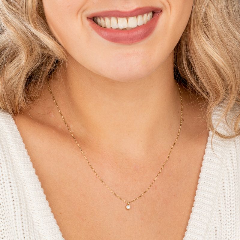 Gold Chain with Zirconia Crystal - Does Not Tarnish
