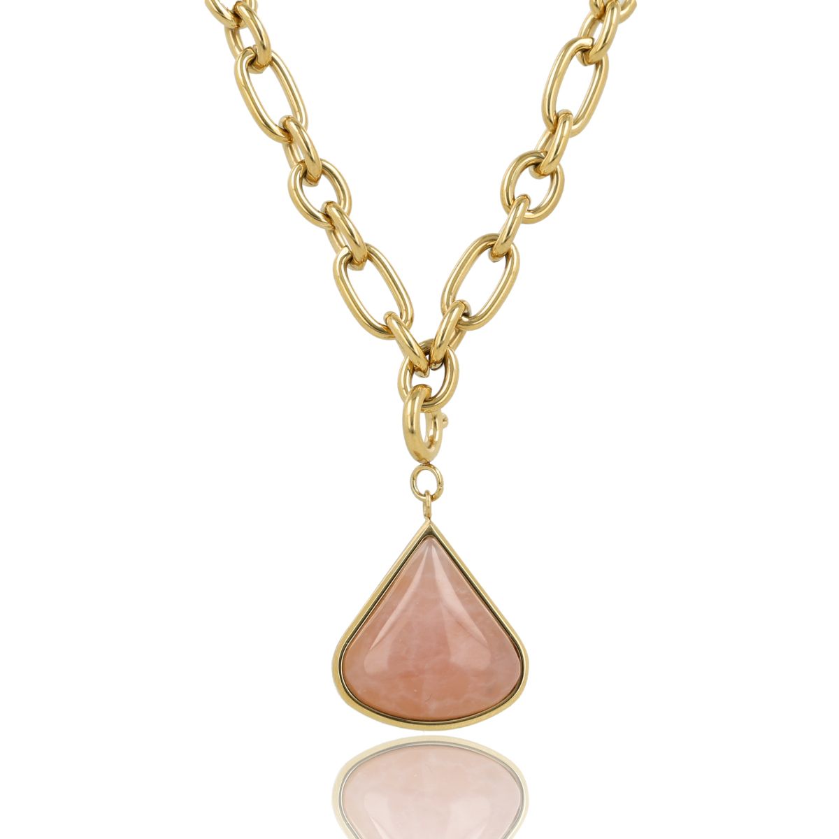 Gliederkette mit Rosenquarz-Anhänger