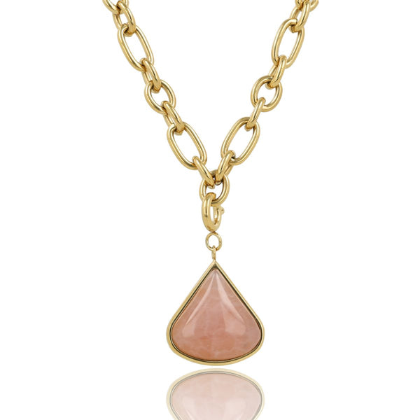 Schakelketting met Rozenkwarts bedel