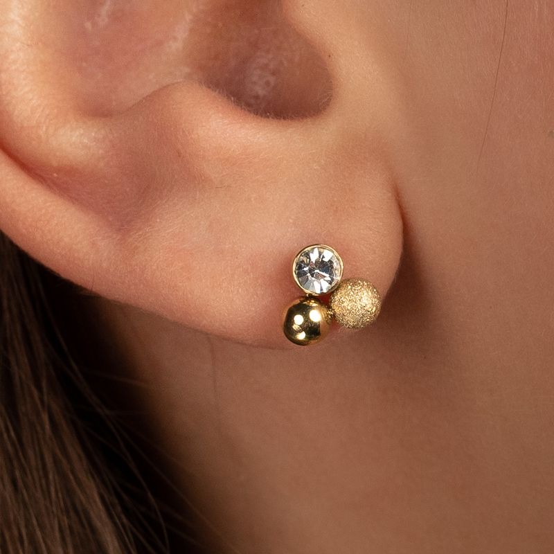 Kristallen Gouden Oorknopjes 8mm: Stralende Elegantie