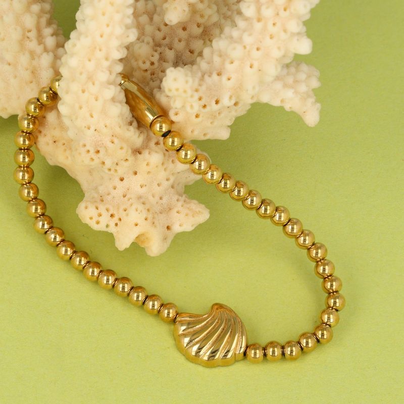 Gold Bracelet with Shell Charm - Beach Charm