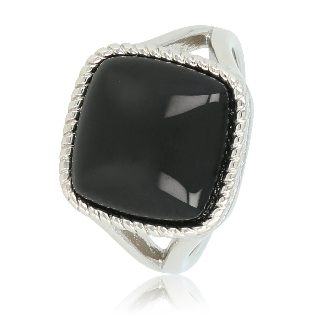 Zegelring zilver met Onyx - Chique damesring 15 mm edelsteen - My Bendel