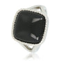 Zegelring zilver met Onyx - Chique damesring 15 mm edelsteen - My Bendel