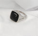 Zegelring zilver met Onyx - Chique damesring 15 mm edelsteen - My Bendel