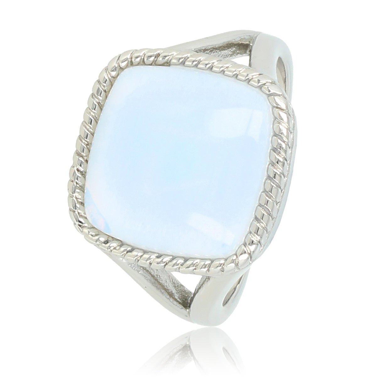 Zegelring zilver - White Quartz edelsteen - 15 mm steen - My Bendel