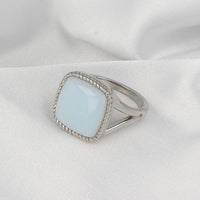 Zegelring zilver - White Quartz edelsteen - 15 mm steen - My Bendel