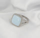 Zegelring zilver - White Quartz edelsteen - 15 mm steen - My Bendel