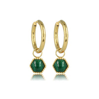 Zeshoekige Malachite Gouden Oorringen: Unieke Elegantie