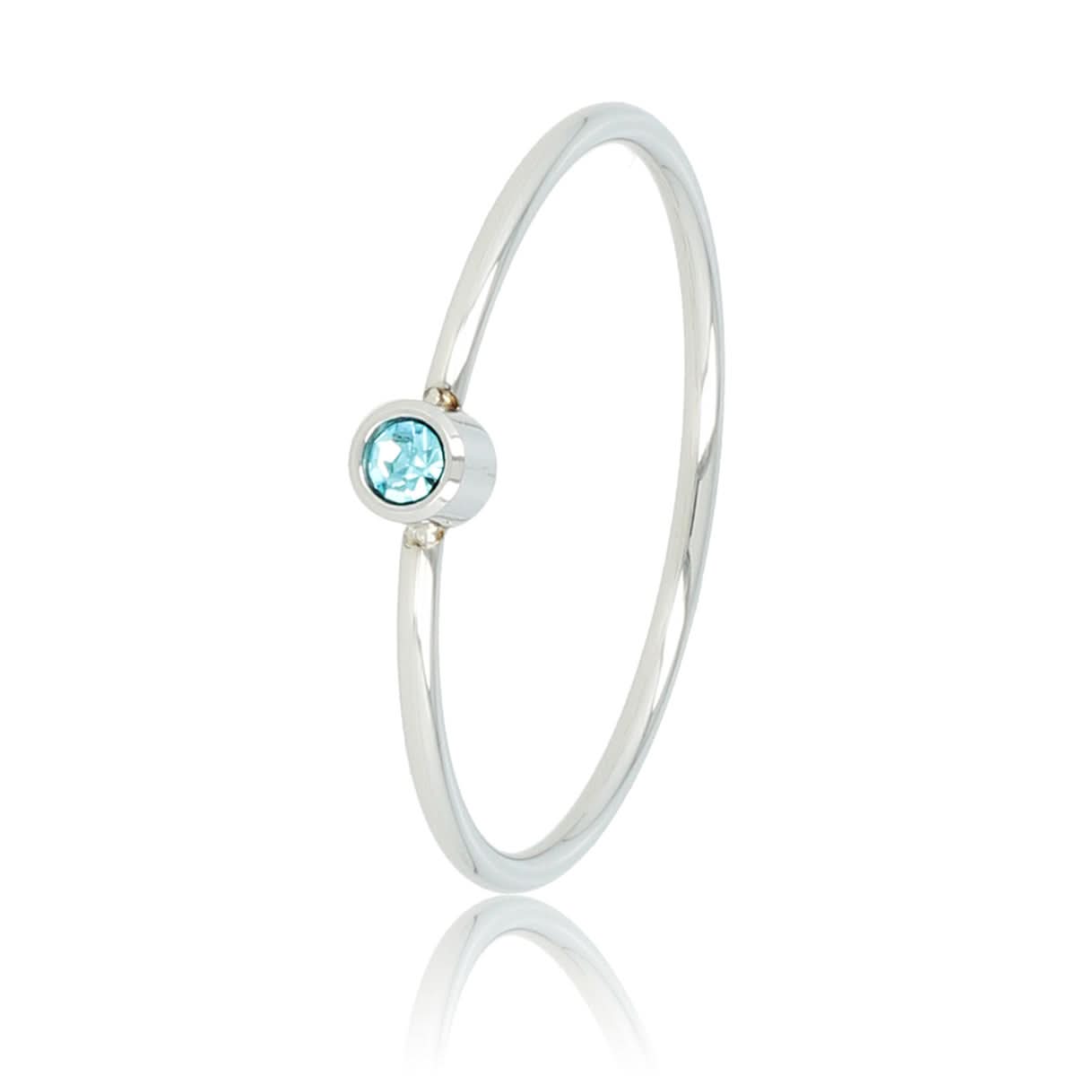 Zilveren aanschuifring - Aqua glassteen - Stainless steel - My Bendel