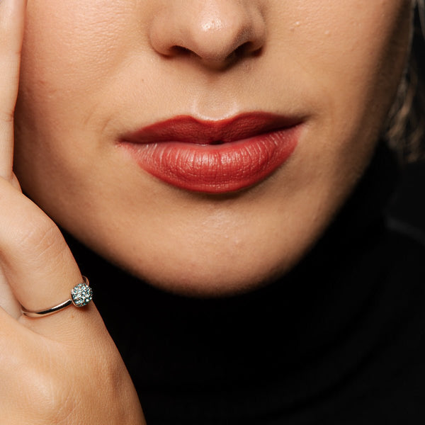 Zilveren aanschuifring - aqua zirkonia - Stainless steel design - My Bendel