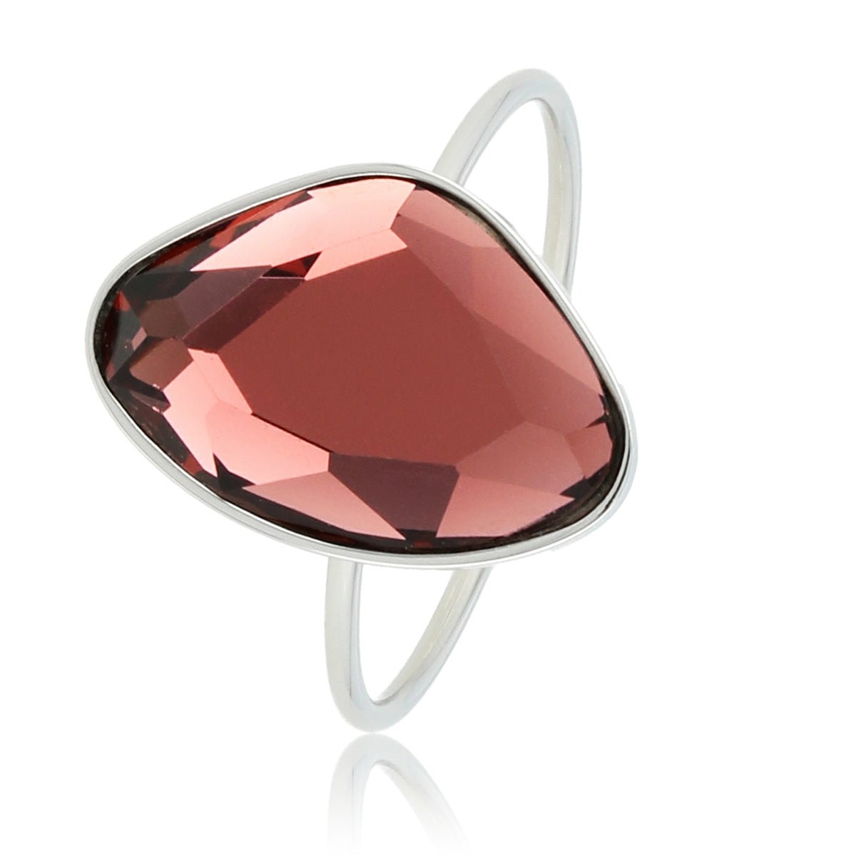 Zilveren aanschuifring - Bordeaux glassteen - Minimalistisch - My Bendel