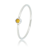 Zilveren aanschuifring - gele glassteen - Stainless steel