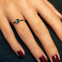 Zilveren aanschuifring - groene glassteen - Stainless steel - My Bendel