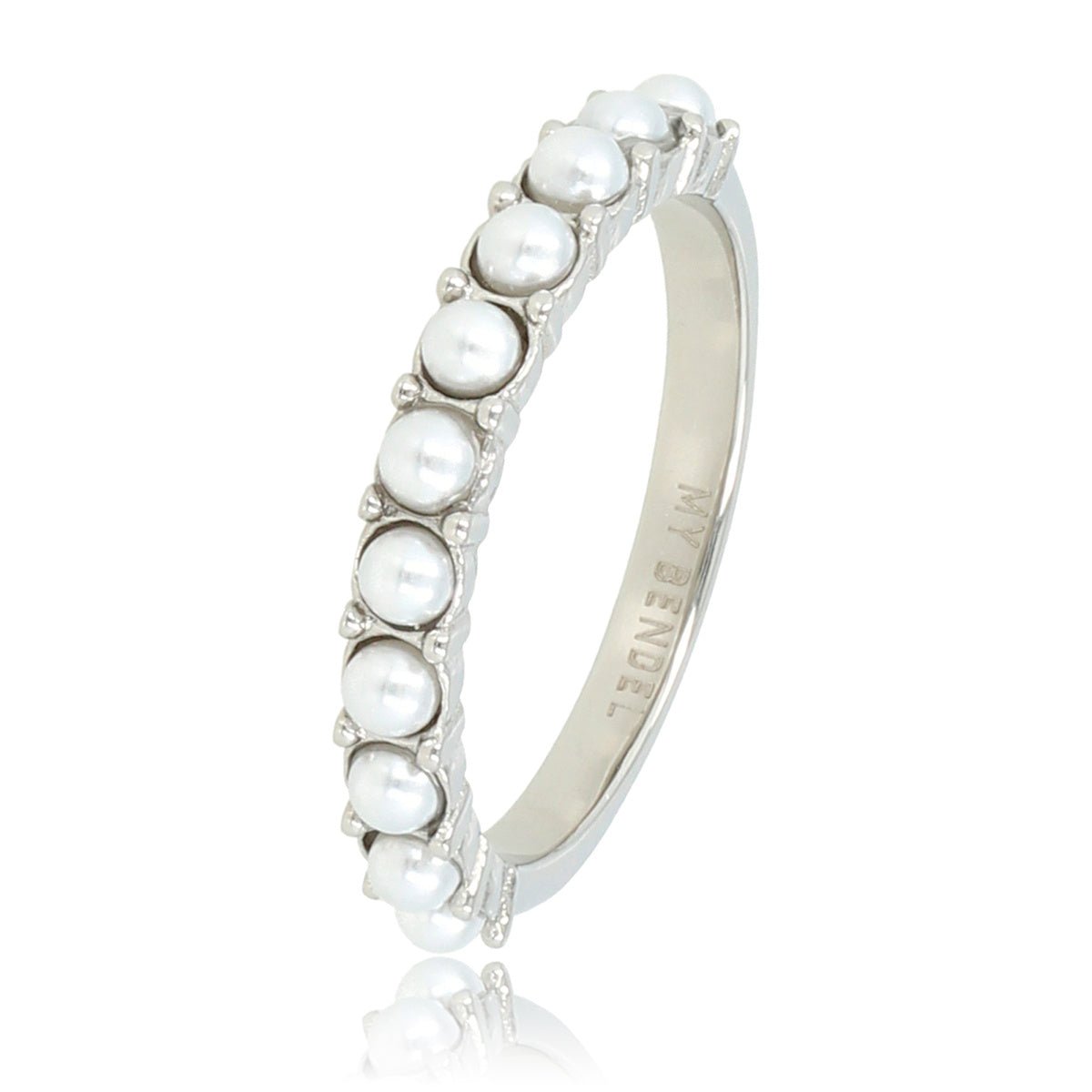 Zilveren aanschuifring - kleine witte parels - elegantie - My Bendel
