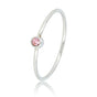 Zilveren aanschuifring - Roze glassteen - Stainless steel - My Bendel