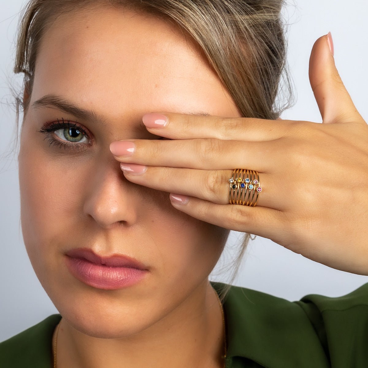 Zilveren aanschuifring - zwart zirkonia - Stainless steel - My Bendel