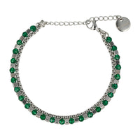 Zilveren Armband met Groene Glasstenen - Elegant Design