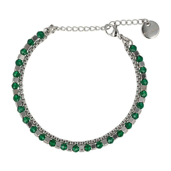 Zilveren Armband met Groene Glasstenen - Elegant Design - My Bendel
