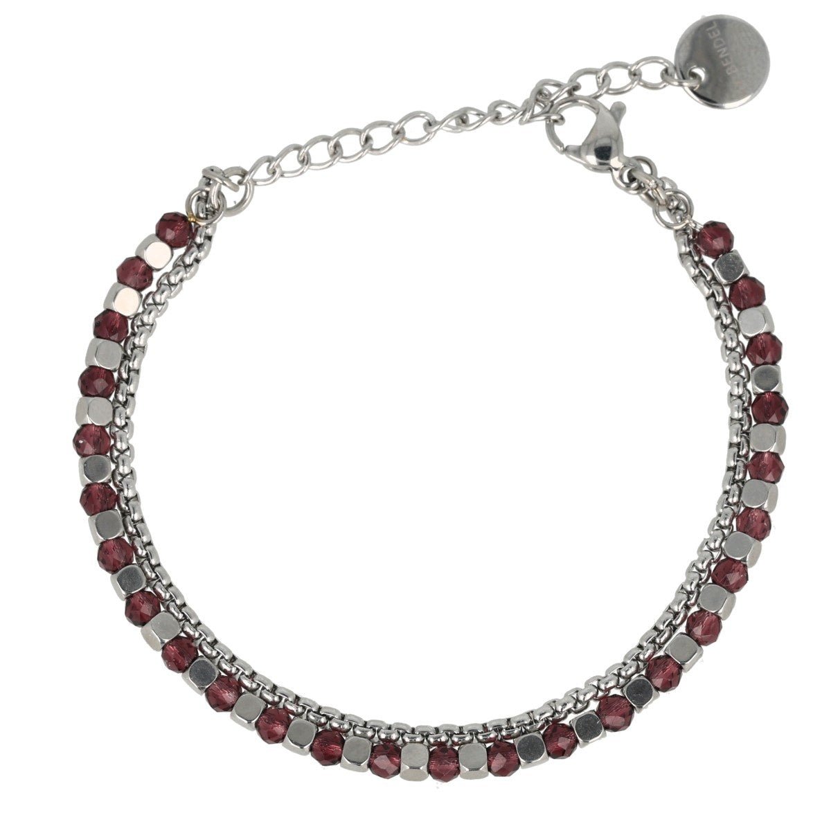 Zilveren Armband met Paarse Glasstenen kralen - My Bendel