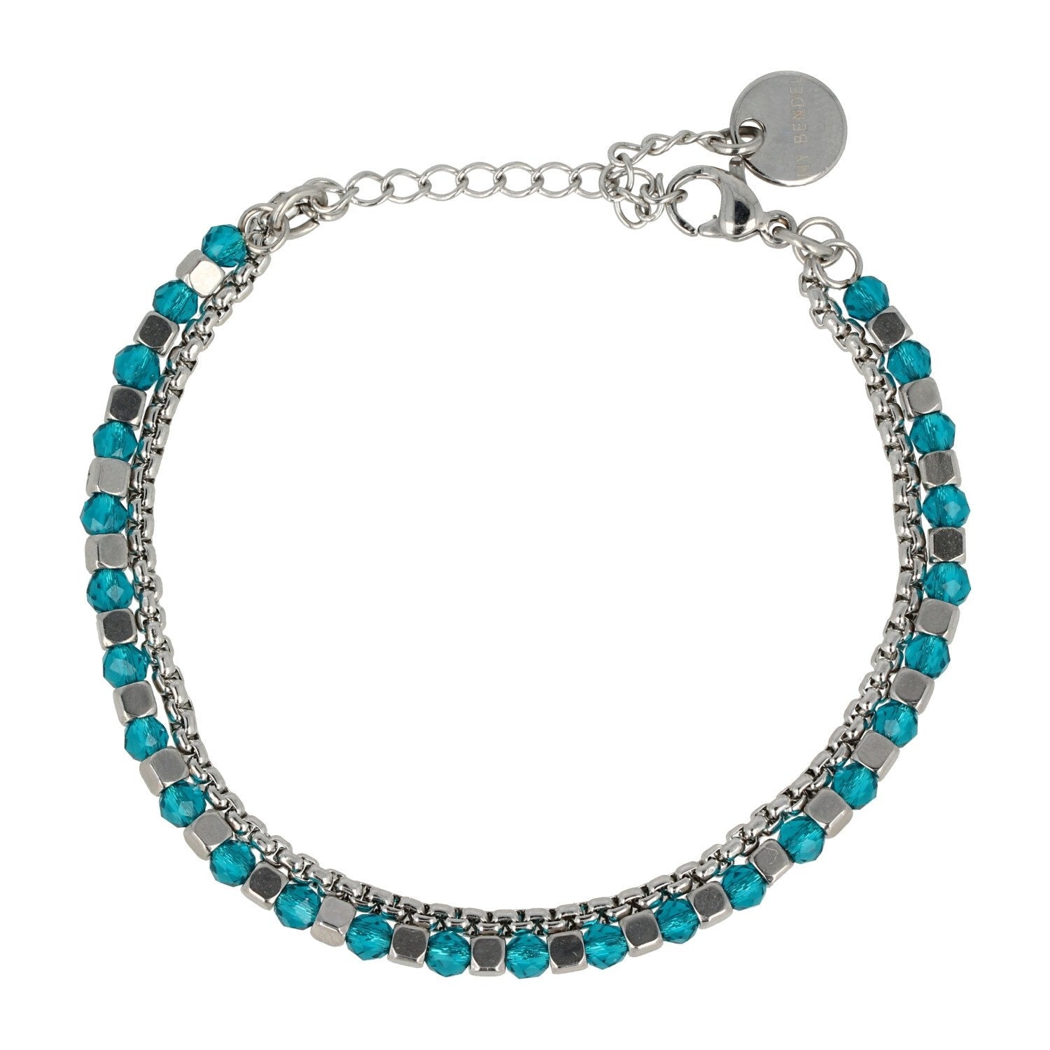 Zilveren Armband met Saphire Glasstenen - My Bendel