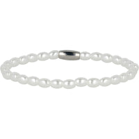 Zilveren armband met witte parels - elastisch